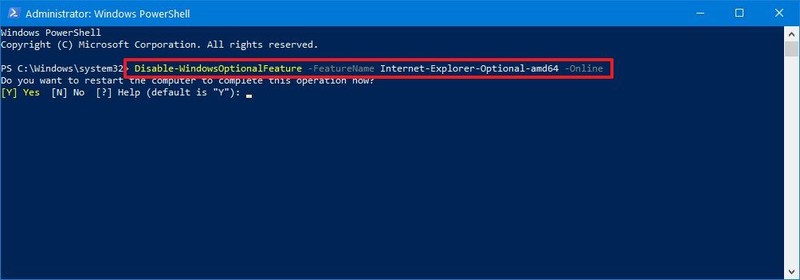 desinstalar internet explorer 11 con powershell