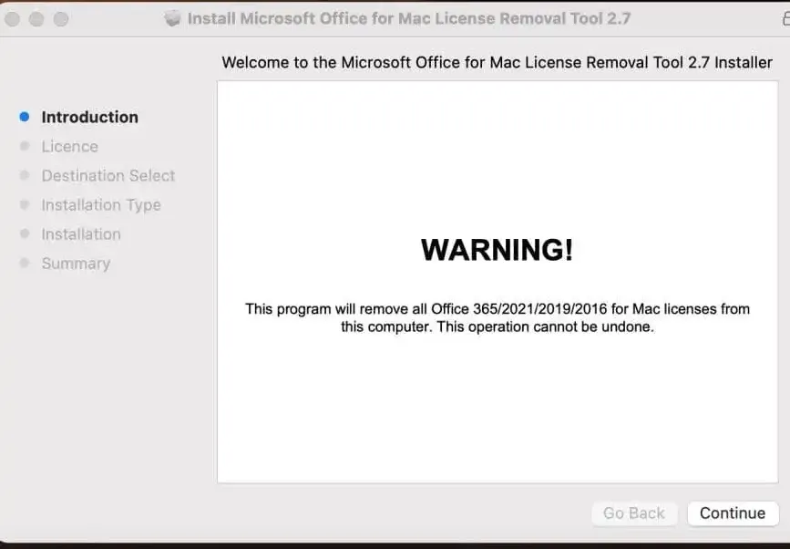 logiciel office license removal tool pour macOS
